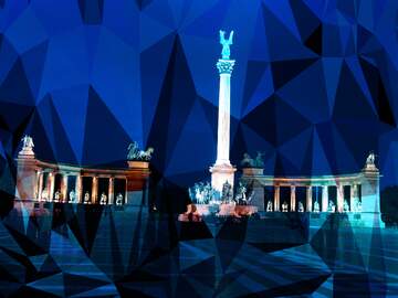 FX №209313 Hungary Budapest Heroes Square polygon background triangles blue