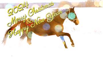 FX №210350 Horse and snow 2024 happy new year