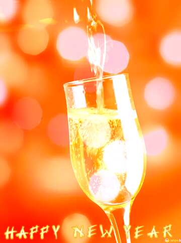 FX №211309 Champagne Bokeh background card text happy new year