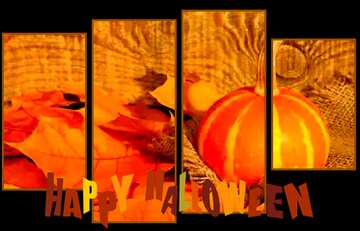 FX №211187 Beautiful picture with pumpkin and autumn leaves modular background happy halloween