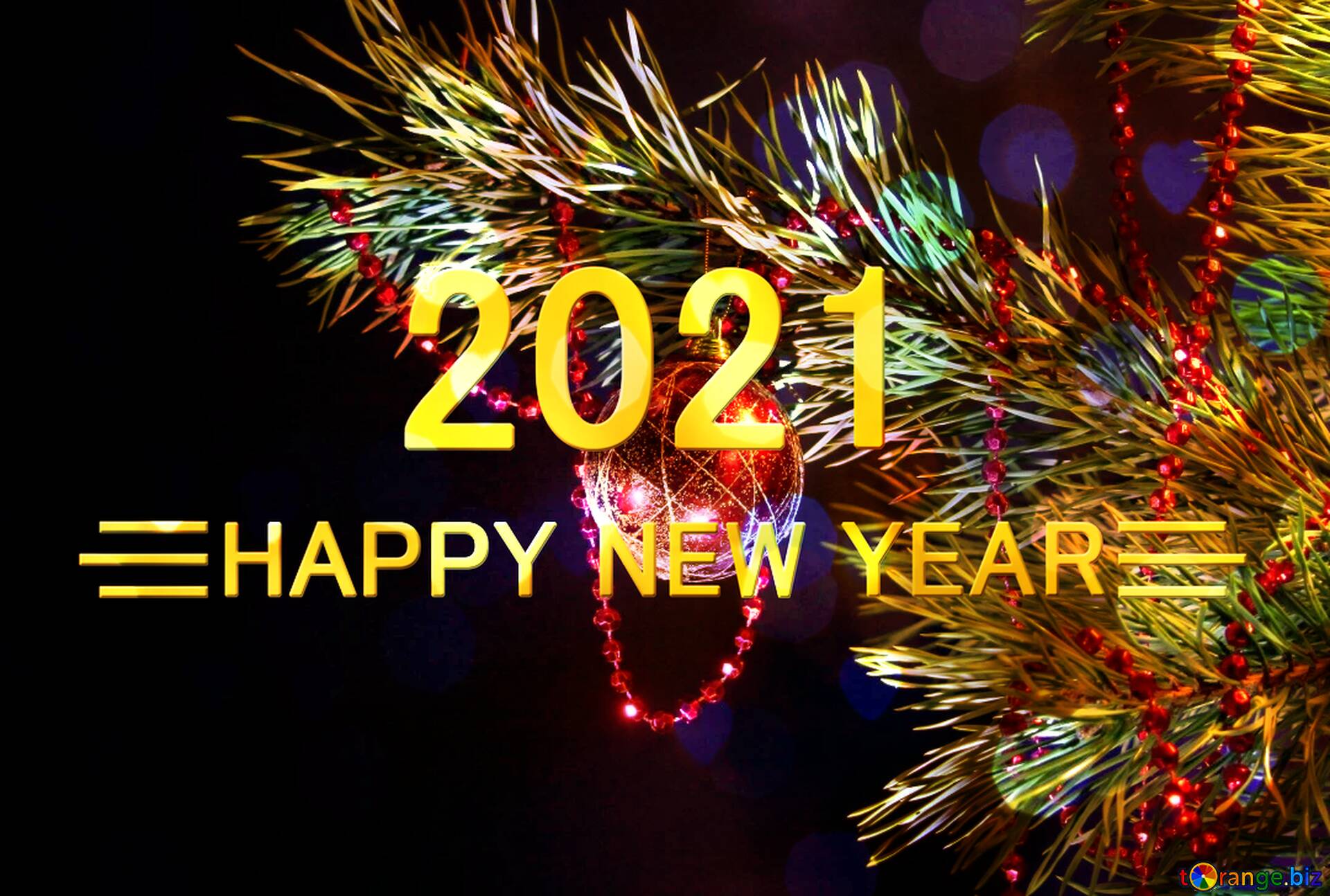 免费图片shiny happy new year 2021 background red ball on tree