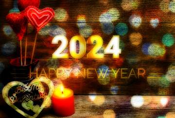FX №212661 Love Shiny happy new year 2024 gold bokeh background