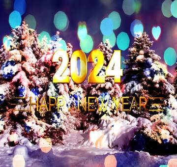 FX №212736 Pine  Tree Snow Forest happy new year 2024 background