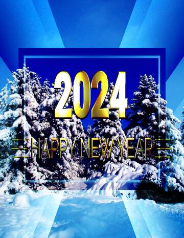 FX №212733 Tree  Snow  sun  happy new year 2024 banner layout business background