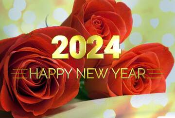 FX №212577 Buds Roses flower Card Happy New Year 2024