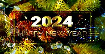 FX №212642 Christmas ball made of glass and a garland on a Christmas tree happy new year 2024