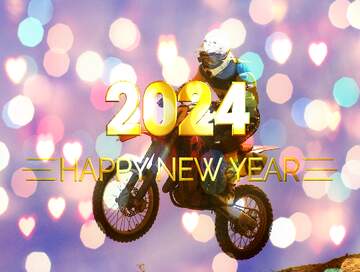FX №212588 Motocross Card Background Happy New Year 2024