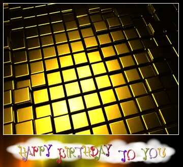 FX №213970 3d abstract gold metal cube background Happy Birthday Blank Card