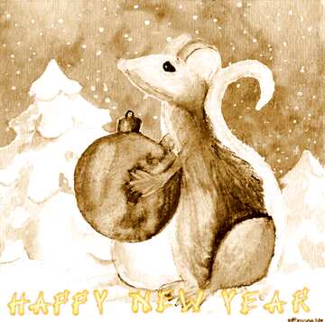 FX №213839 Monochrome Chinese new year 2020 year of the rat   Christmas Snow forest background. Hand drawing...