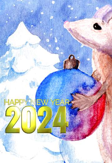 FX №213848 Chinese new year of the rat 2024 Christmas forest background.