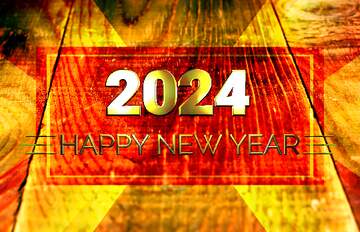 FX №213648 The texture of the background wood rough desk boards Shiny happy new year 2024 gold