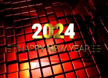 FX №214941 3d abstract red metal cube boxes background Shiny happy new year 2024