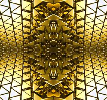 FX №215120 3D abstract geometric volumetric triangle gold metal background Techno art pattern