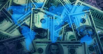 FX №215808 World money  blue map concept background dollars