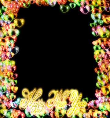 FX №215658 Clipart color frame hearts Happy New Year 3d gold