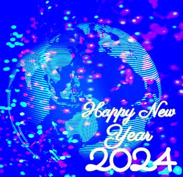 FX №215915 Modern global world earth concept planet symbol Design Futuristic Happy New Year 2024 blue