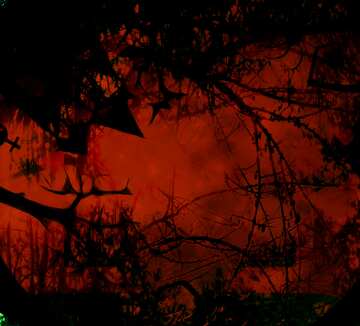 FX №215267 Halloween clipart dark spooky forest red