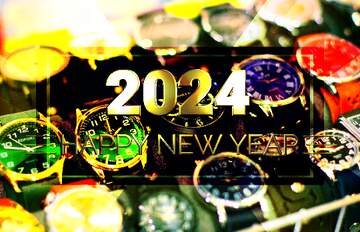 FX №215635 watches different coloured Shiny happy new year 2024 background