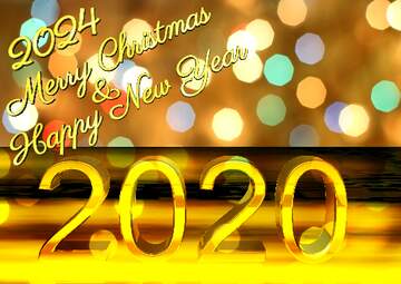 FX №216564 2020 3d render gold digits with reflections dark background isolated Christmas hard light 2024