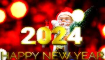 FX №216305 Santa Claus toy Christmas concept 2024 Happy New Year 3d gold