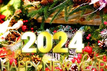 FX №216247 Decorations for new year Happy New Year 2024 Gold