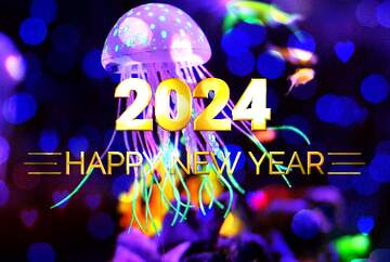 FX №221574 Purple jellyfish happy new year 2024 background