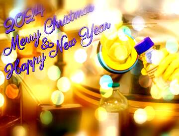 FX №227745 Virus yellow christmas background happy new year 2024 lettering text