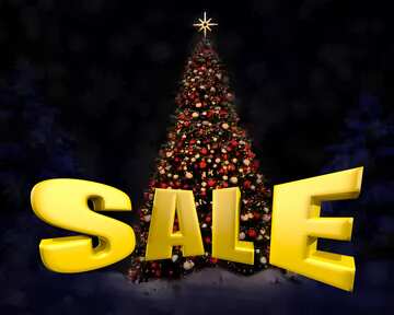FX №198027 Christmas tree Winter Sales promotion 3d Gold letters sale background Snow