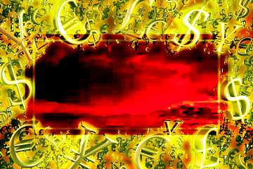 FX №199977 Red sunset Gold money frame border 3d currency symbols business template