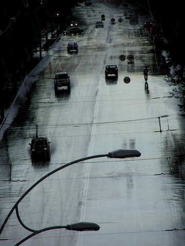 City road in the rain (Twilight) №304