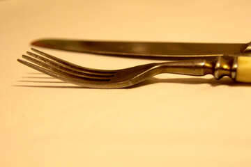 Old fork and knife, close-up. №940