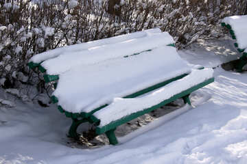 Una panchina del parco sotto la neve №825