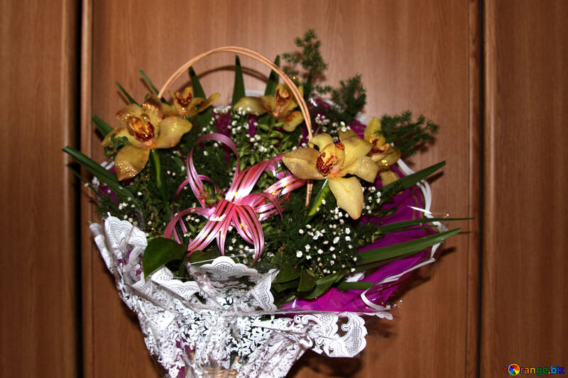 Holiday bouquet with orchids №884