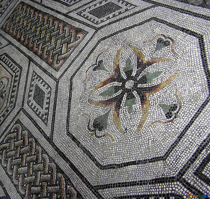 Ancient mosaic (a flower and pattern)  №302