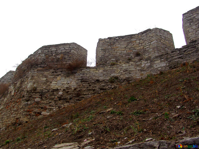 The outer wall of the ancient castle on the defensive rampart. №347