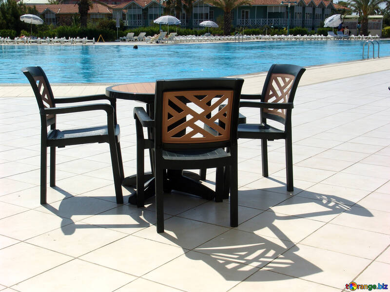 Table and chairs by the pool №257