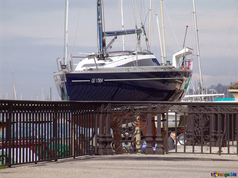 Hsin luxurious yacht on the slipway for wrought fence №446