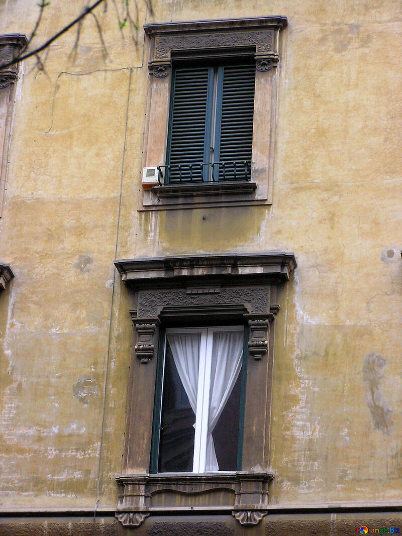 Two old windows with shutters, forging and molding №295