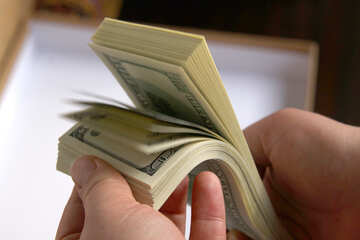 Bundle of dollars in the hands of №1510