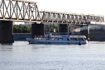 A ship passes under the bridge №1879