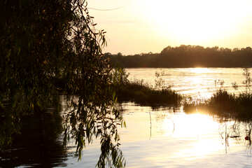  Puesta de sol sobre el lago tranquilo  №1862