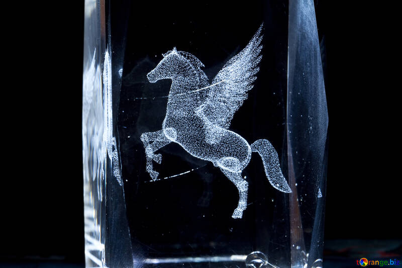 Pegasus. Three-dimensional laser graphics in the glass. №1313