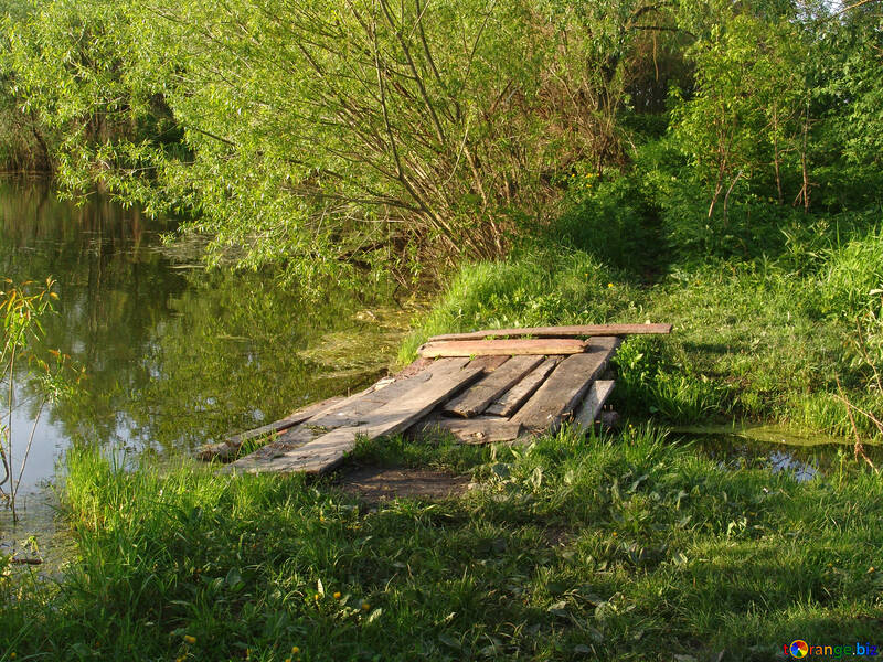  pisos de madera - cruzando el canal de agua  №1023