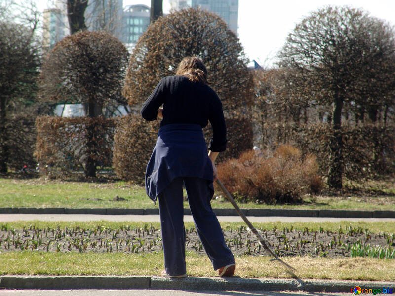 Woman rowing rake grass №1447