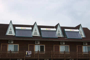 Textur der Sonnenkollektor auf dem Dach №13175