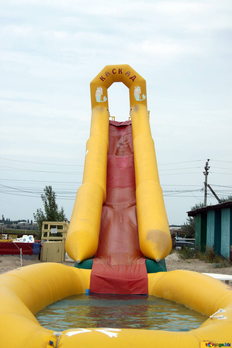Inflatables water slide on the beach №13008