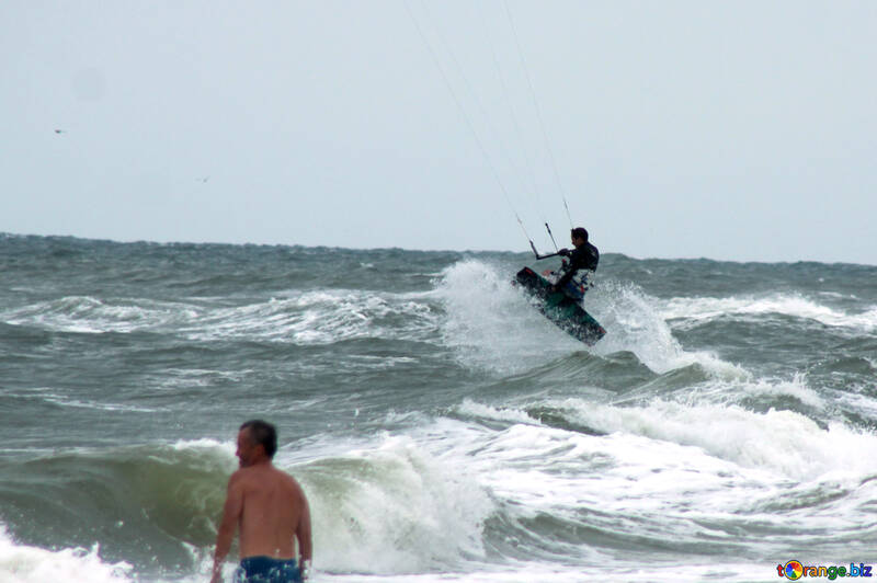Kite surfing on the beach №13421