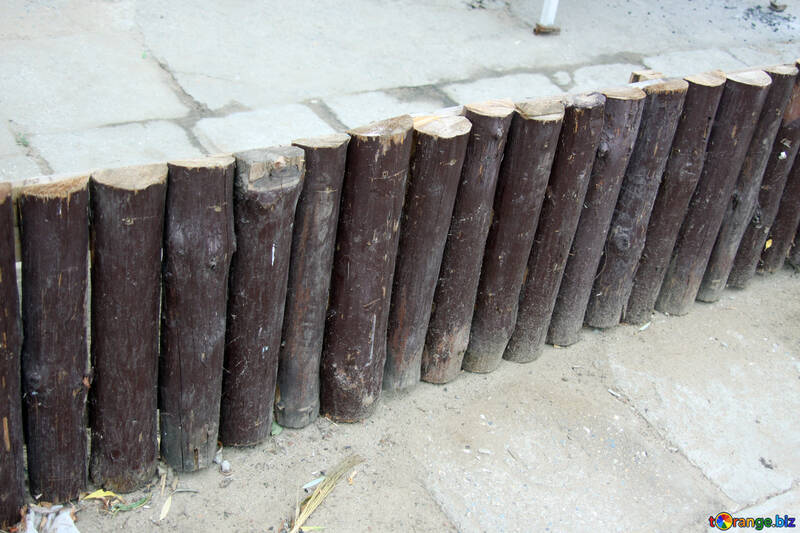 Decorative fence made of logs №13980