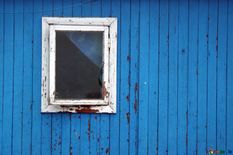 Window on the blue wooden wall texture №13797