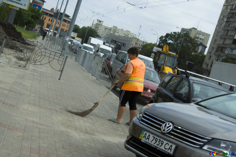 Janitor with broom №14745